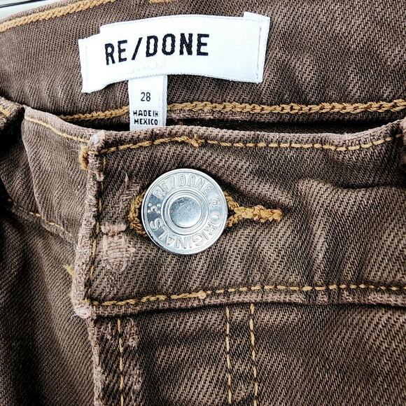 NEW Re/Done 70s Ultra High Rise Stove Pipe Jean in Washed Chocolate 28 - Picture 8 of 13